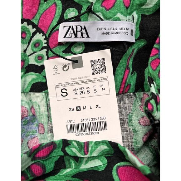 NWT Zara Multicolored Floral Print Linen Blend High Waisted A-Line Mini Skirt - Picture 11 of 15